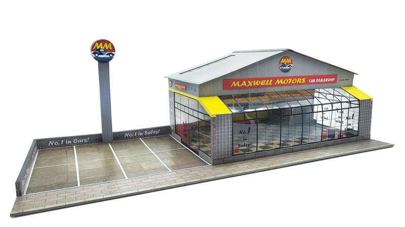 The CityBuilder CAR Showroom Cardboard Model Making Kit - O Scale Model Railroad Building - Image 3